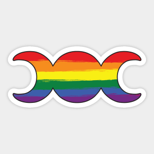 Witchy Triple Moon Goddess Symbol - Rainbow Sticker